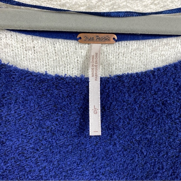 Free People Candyland Pullover Navy Striped Boat Neck Sweater Top Size L - Picture 6 of 8